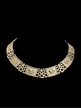 Two-Tone Elephant Link Collar Necklace